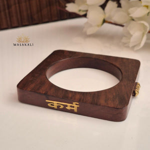 Brass-Engraved 'Karam' Sheesham Wood Bangle
