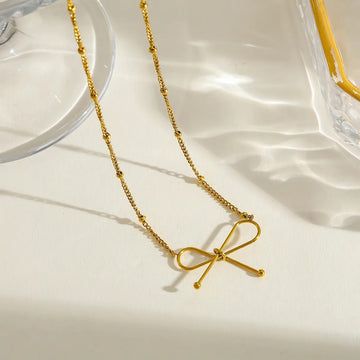 18K Gold-Plated Bow Knot Pendant Necklace