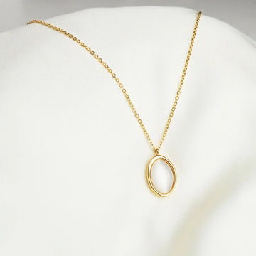 18K Gold-Plated Oval Medallion Pendant Necklace