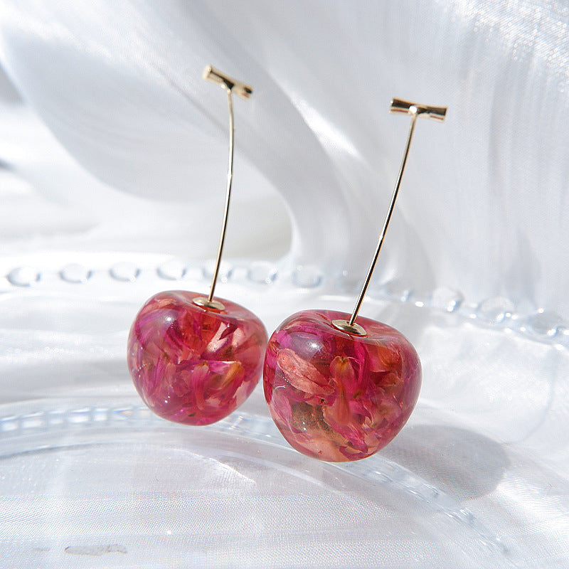 1 Pair Cute Cherry Dangler Earrings