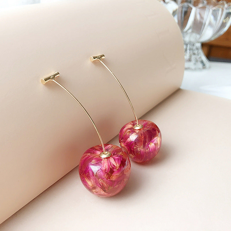 1 Pair Cute Cherry Dangler Earrings