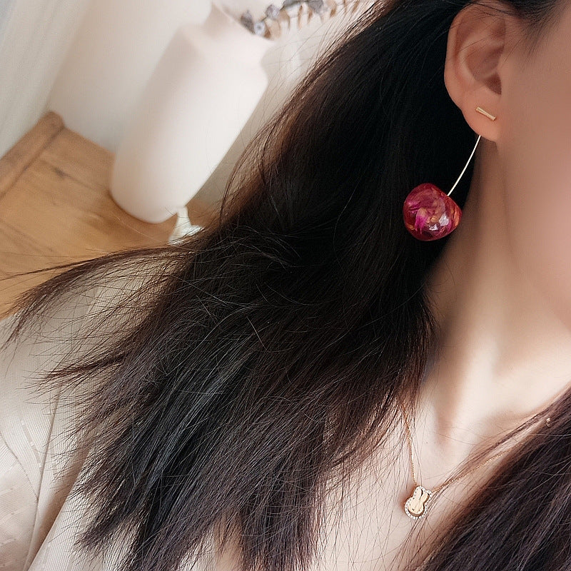 1 Pair Cute Cherry Dangler Earrings