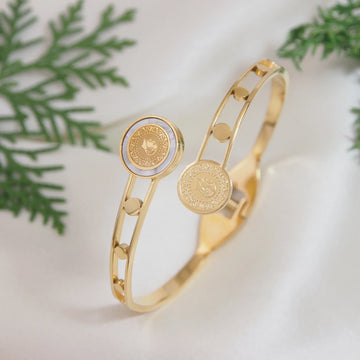 1pc Gold-Plated Stainless Steel Openable Cuff Bracelet