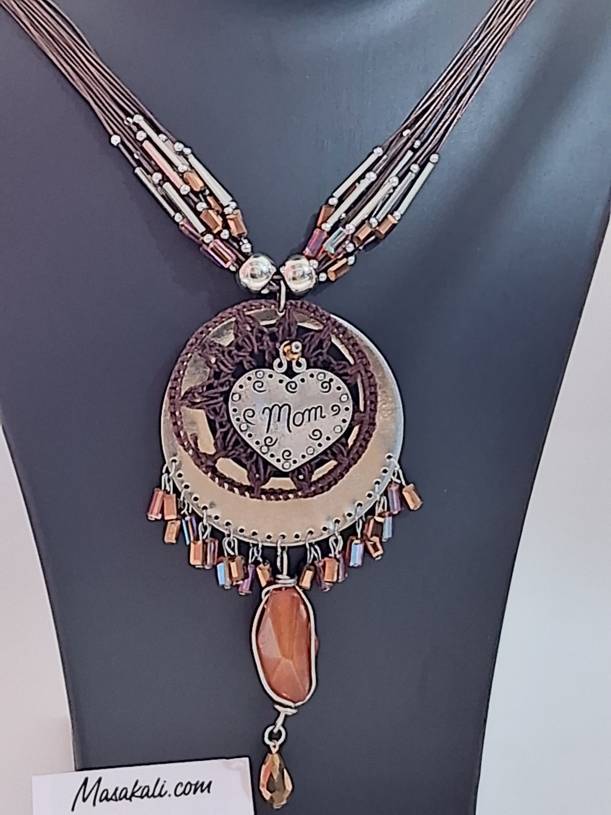 Boho Dream Catcher Necklace, Mom Pendant Jewellery Gift
