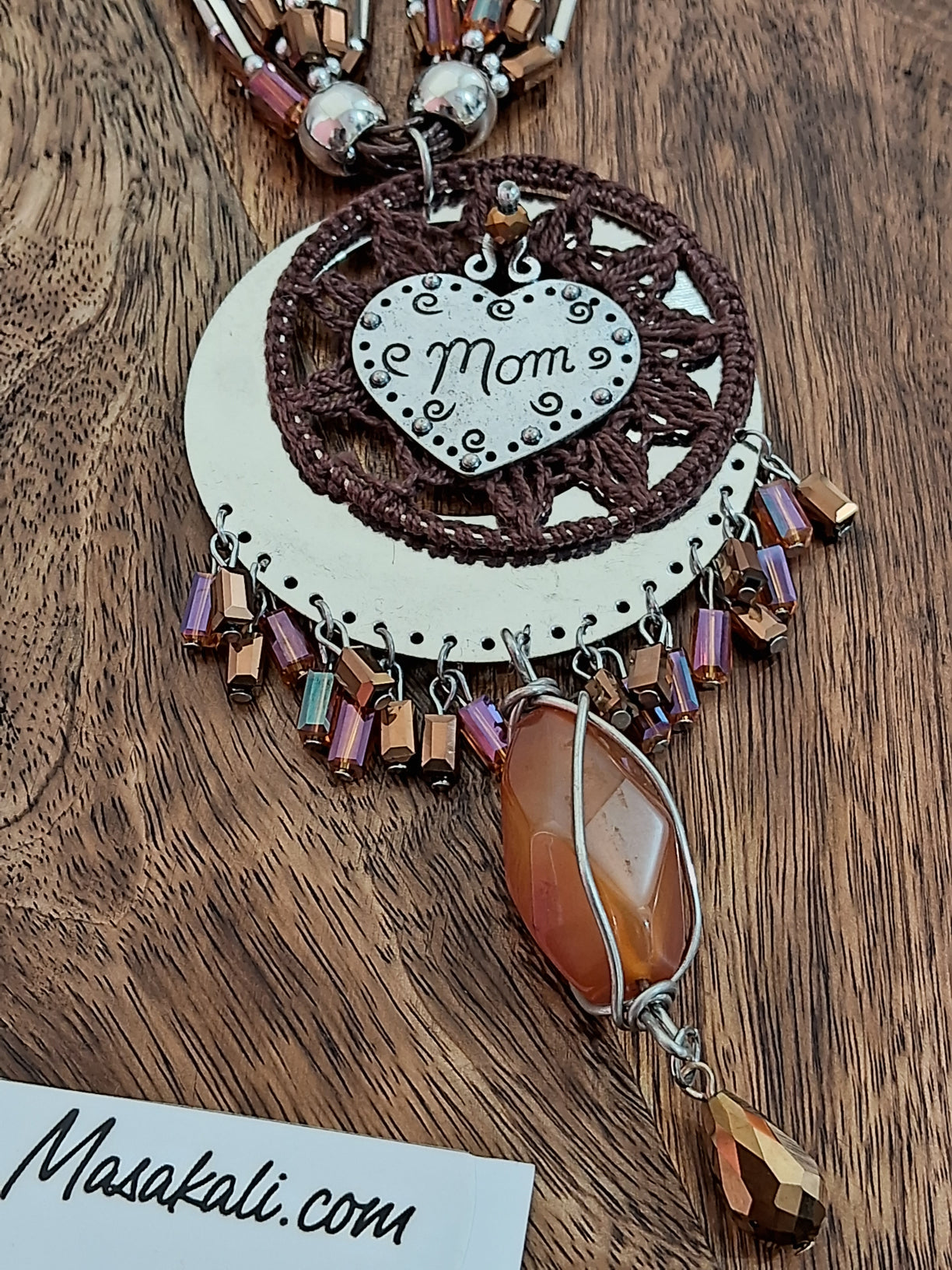Boho Dream Catcher Necklace, Mom Pendant Jewellery