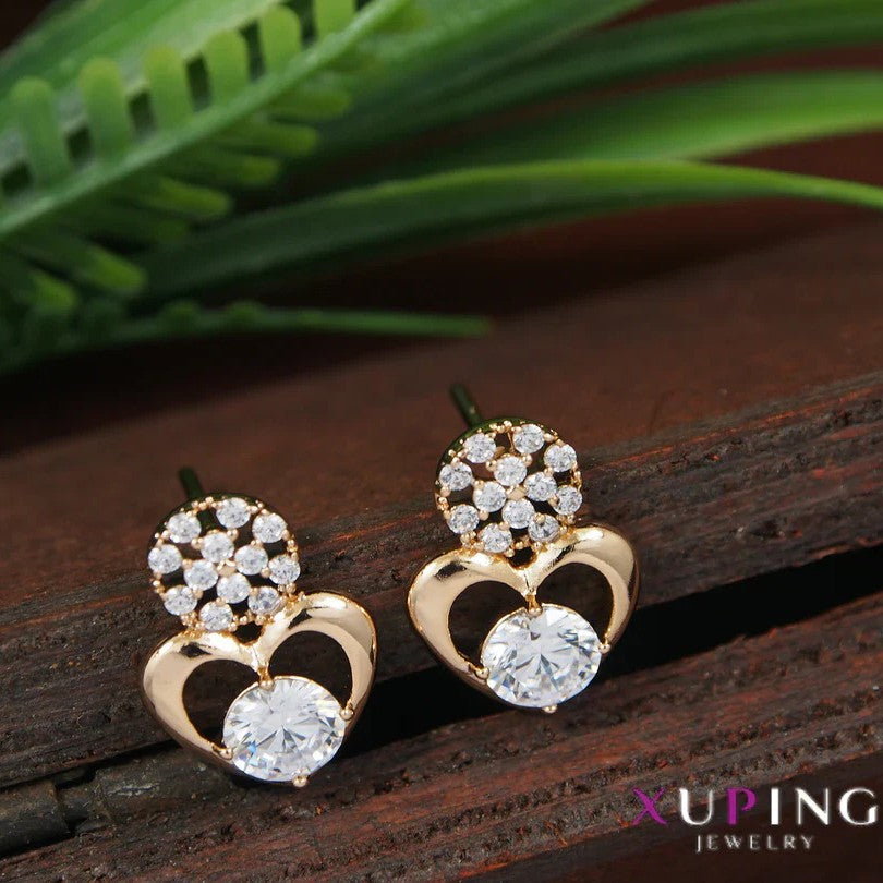 AD Studded Heart Shaped Anti-Tarnish Earrings