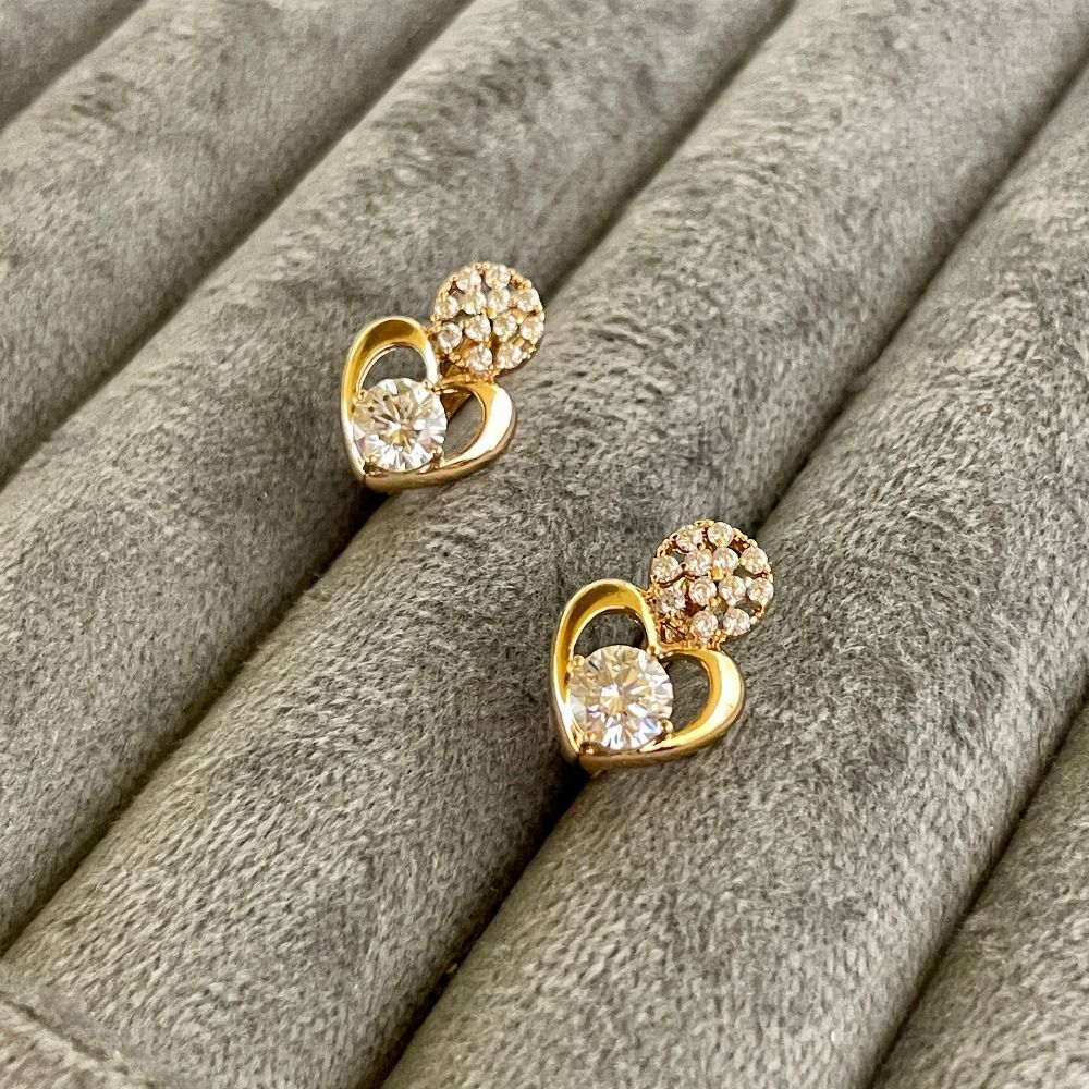 AD Studded Heart Shaped Anti-Tarnish Earrings