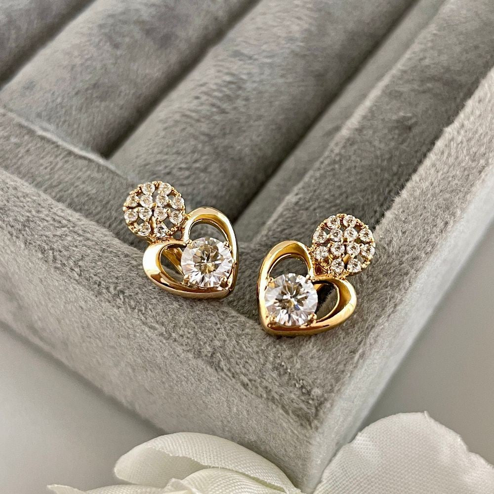 AD Studded Heart Shaped Anti-Tarnish Earrings