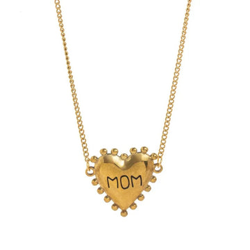 Anti-Tarnish Gold-Plated Mom Heart Pendant Necklace