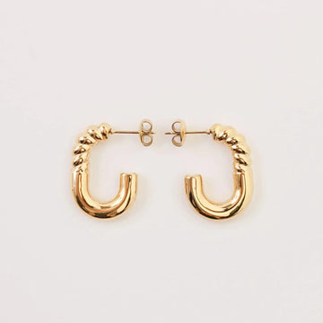 Anti-Tarnish Golden Twisted Hoop Earrings