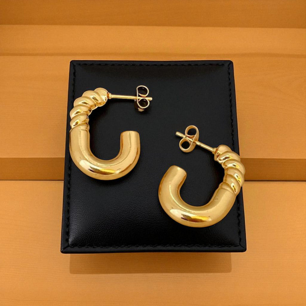 Anti-Tarnish Golden Twisted Hoop Earrings