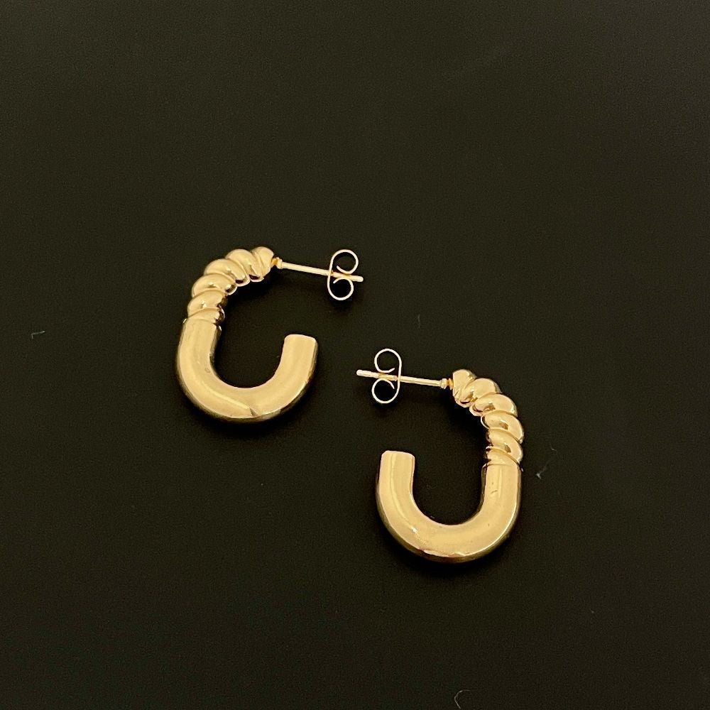 Anti-Tarnish Golden Twisted Hoop Earrings
