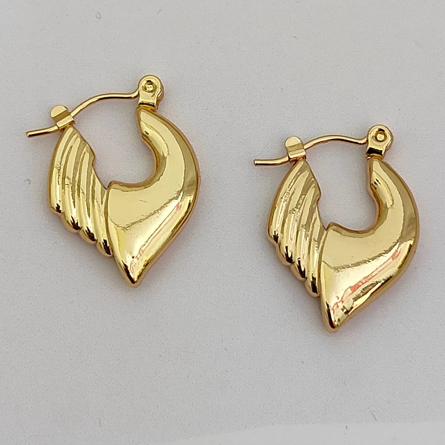 Gold-Plated Anti-Tarnish Half Wing Hoop Earrings