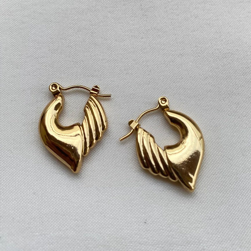 Gold-Plated Anti-Tarnish Half Wing Hoop Earrings
