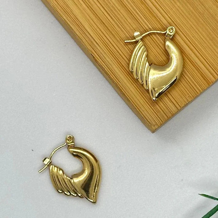 Gold-Plated Anti-Tarnish Half Wing Hoop Earrings