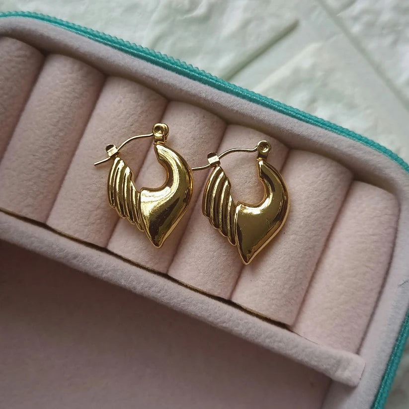 Gold-Plated Anti-Tarnish Half Wing Hoop Earrings