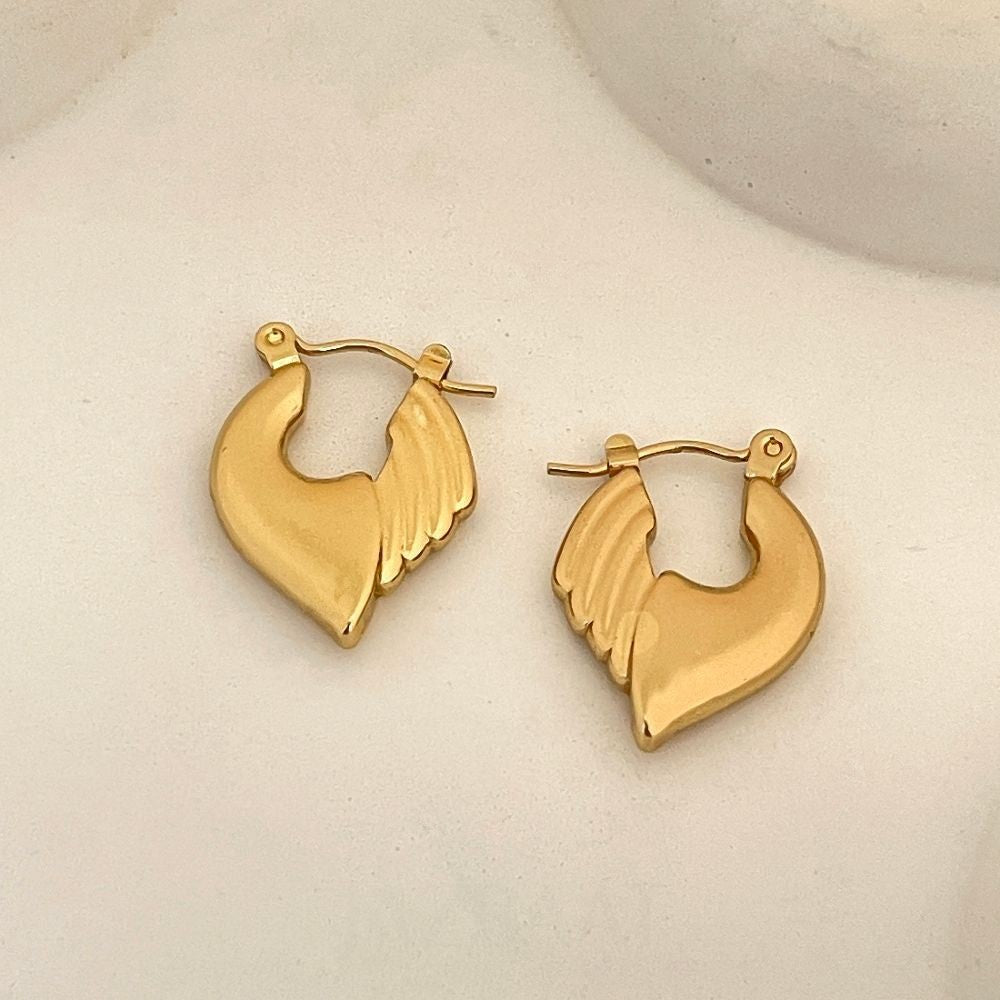 Gold-Plated Anti-Tarnish Half Wing Hoop Earrings