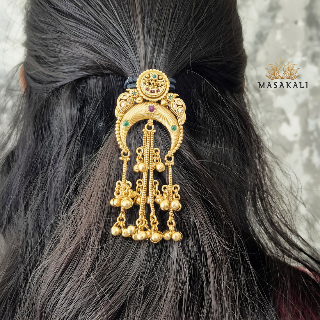 Masakali Antique High-Gold Bridal Hair Pin / Jadai Billai