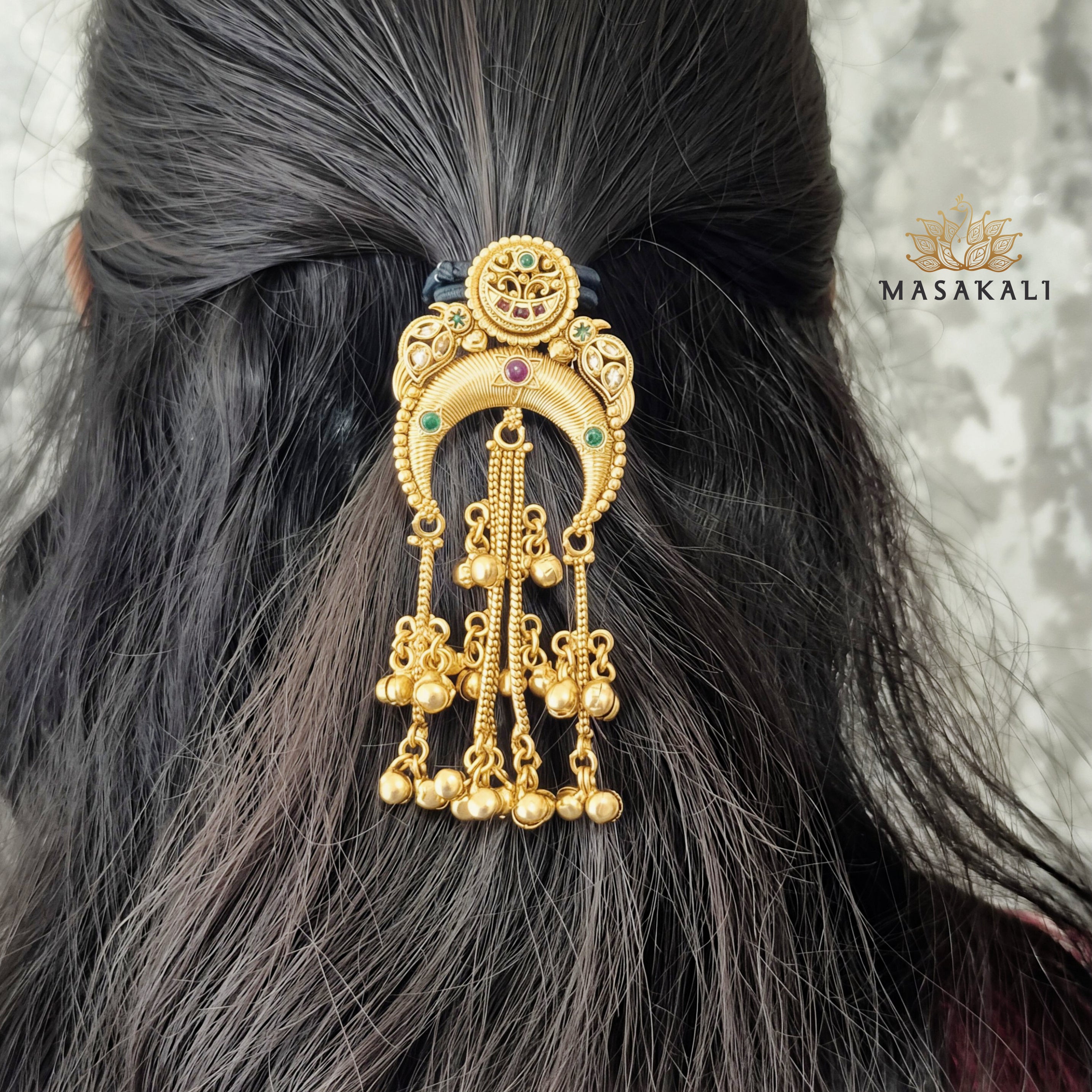 Masakali Antique High-Gold Bridal Hair Pin / Jadai Billai