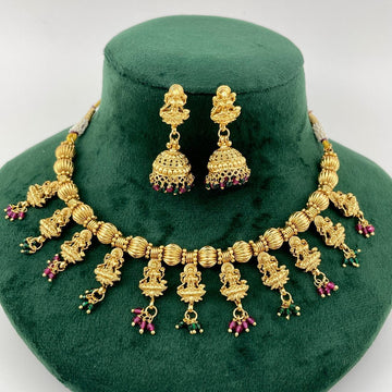 Antique South Indian Goddess Laxmi Temple Necklace Set