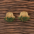 Antique Tops With Matte Gold Plating, Green Beaded Earrings