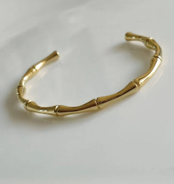 Bamboo Design Bracelet, Gold Plated Slip-On Cuff Kada, Anti-tarnish Bracelet (MTAR1060)