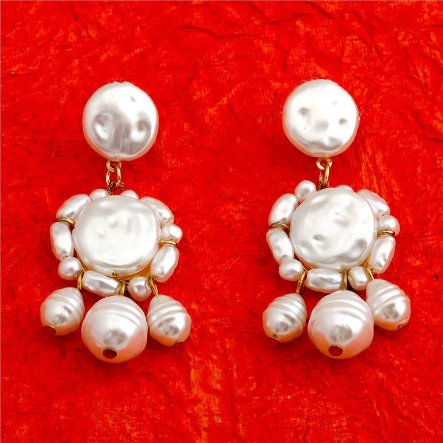 Baroque Pearl Embedded Korean Dangler Earrings