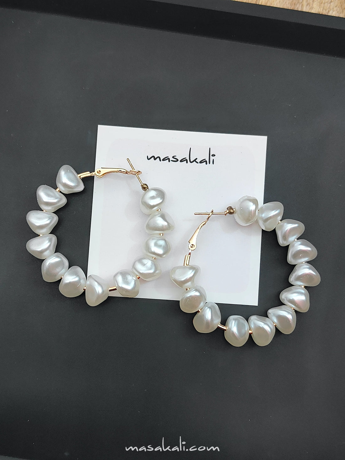 Baroque Pearl Hoops, Large Irregular Shape White Pearls, Korean Earrings