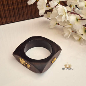 Brass-Engraved "BEFIKR" Handcrafted Wooden Bangle