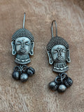 Buddha Face Oxidised Jhumki, Indian Spiritual Earrings With Ghungroos