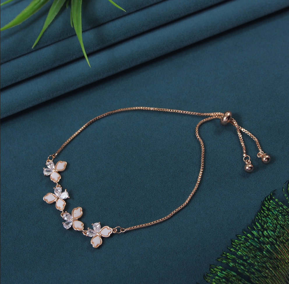 Adjustable Butterfly Bracelet, Korean Rosegold (MTAR1018)