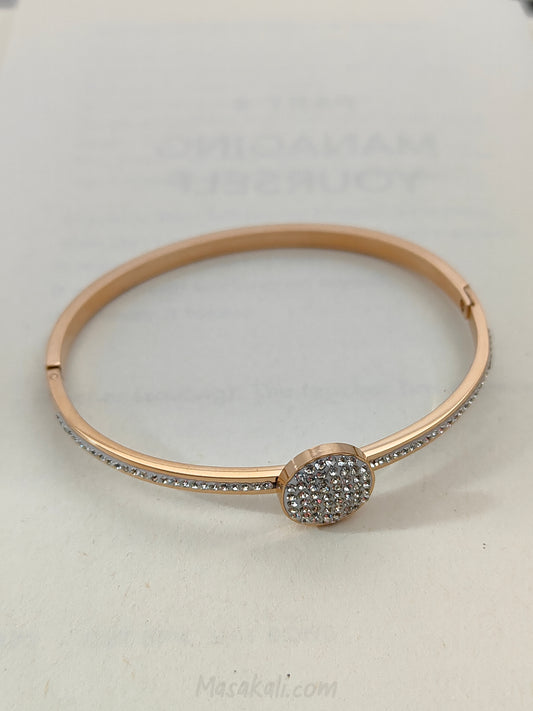 CZ Diamond Anti-Tarnishing Openable Bracelet Rose Gold Kada Bracelet For Women
