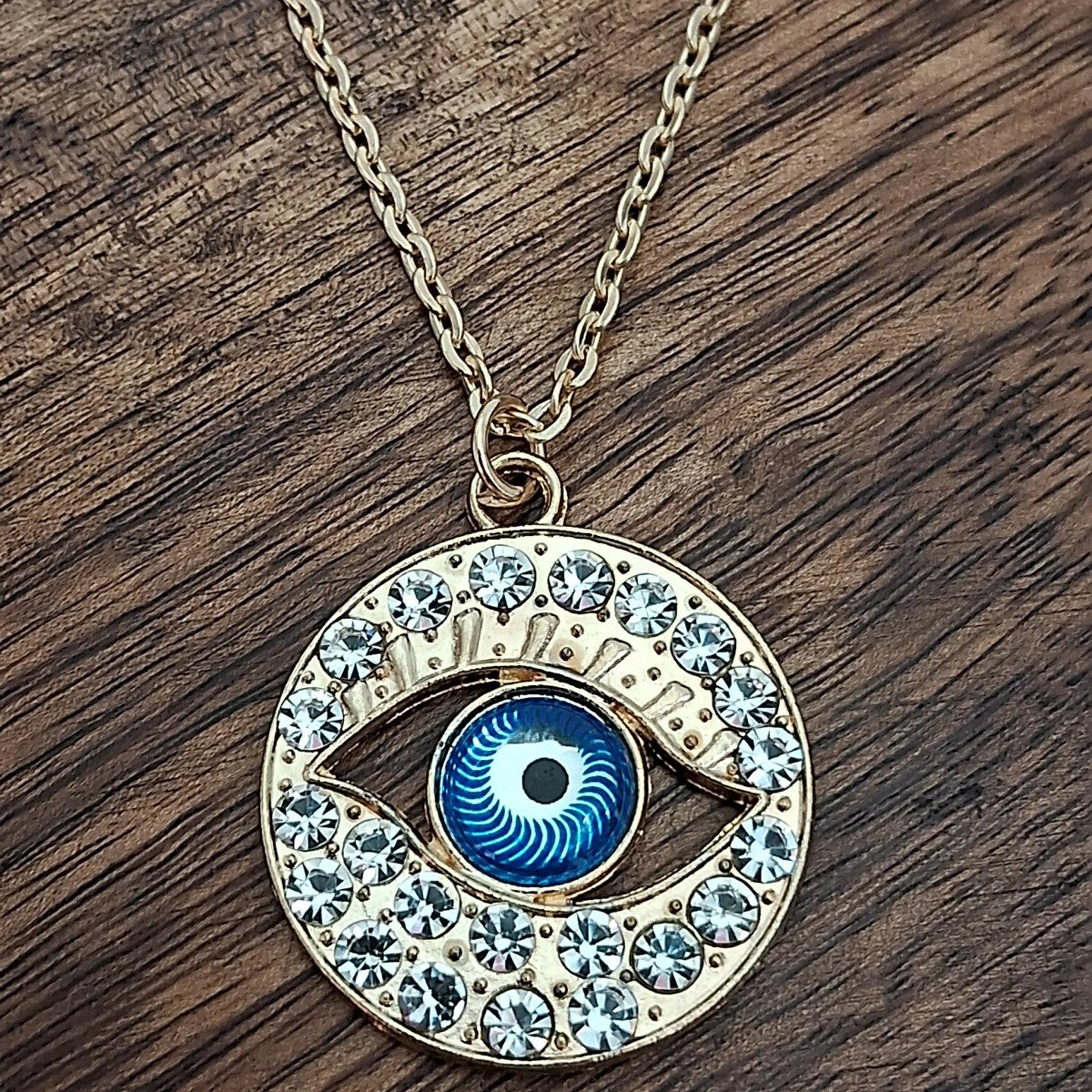 CZ Embellished Evil Eye Pendant Necklace
