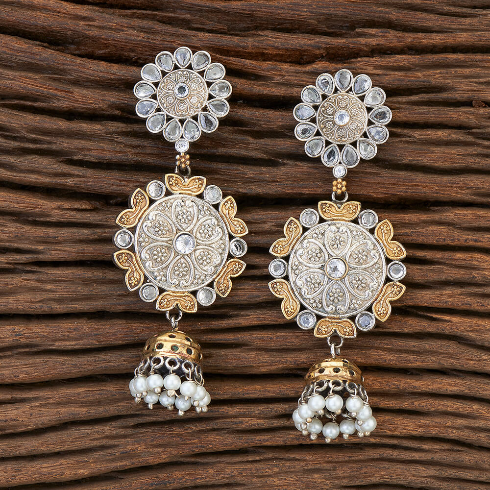 Classic Jhumki Earrings, Dual Tone Tribal Oxidised Earrings (MKAN1005)