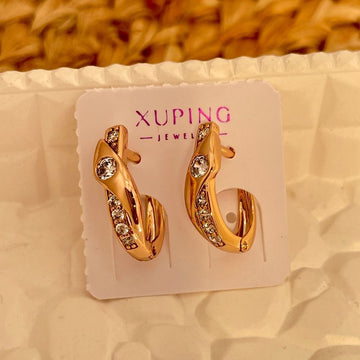 Cubic Zirconia Embellished Anti-Tarnish Hoop Earrings
