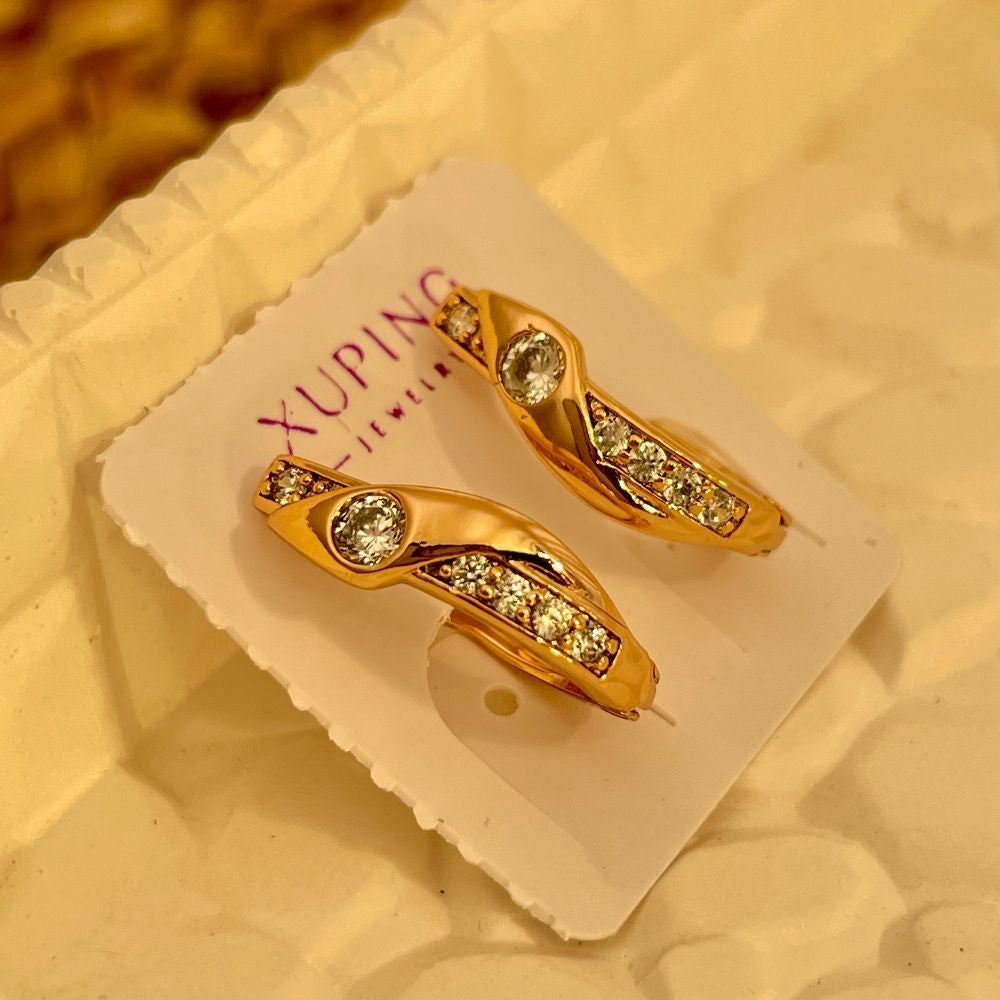 Cubic Zirconia Embellished Anti-Tarnish Hoop Earrings