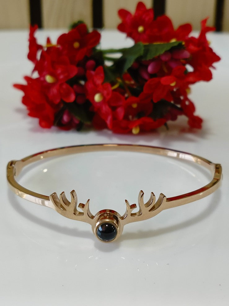 Deer Antler Kada Bracelet, Rose Gold Anti-Tarnish Bracelet