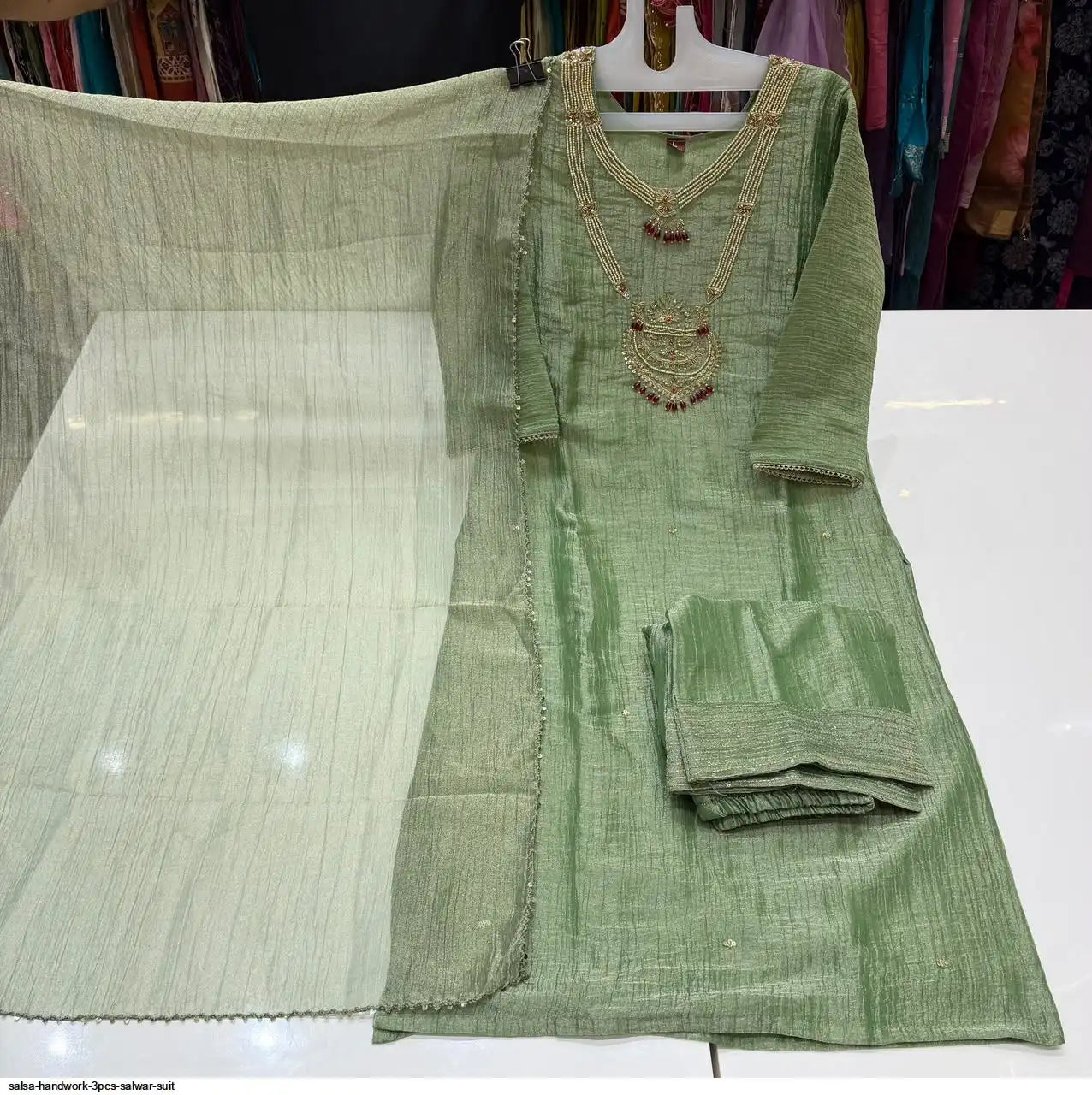Designer Handwork Kurta Palazzo Set with Dupatta – Size L to 3XL