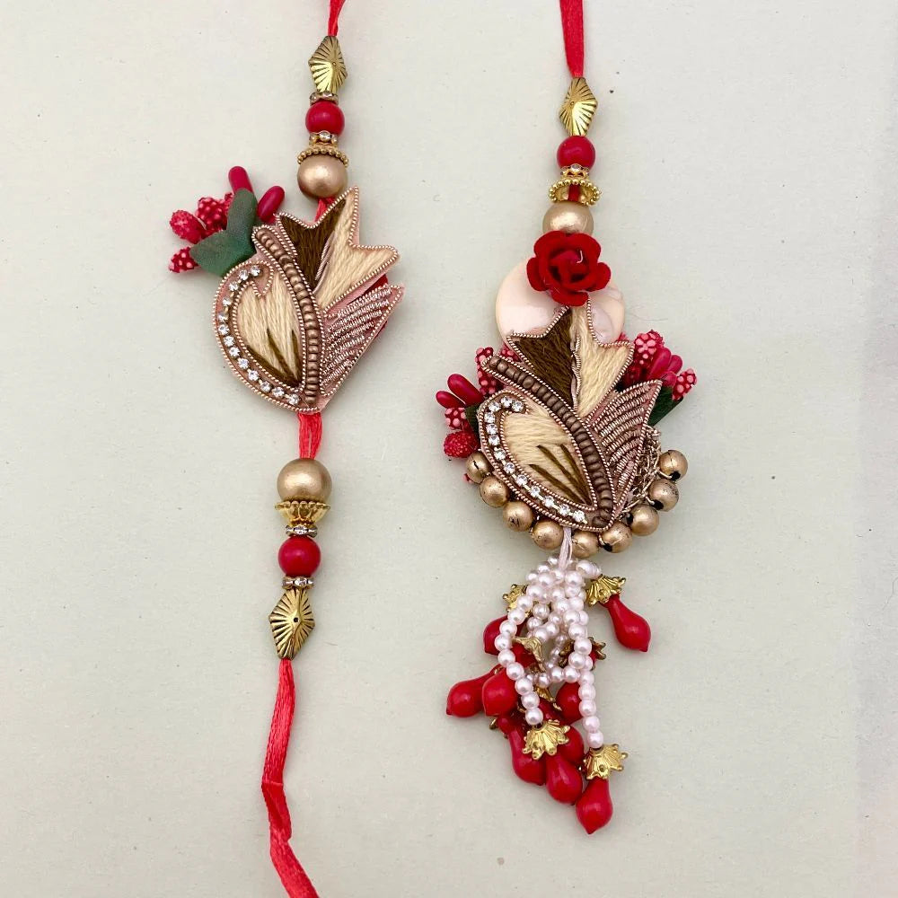 Designer Pearl Embellished Bhaiya Bhabhi Rakhi