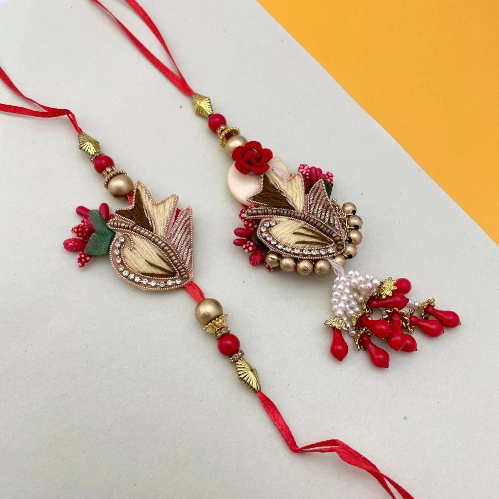 Designer Pearl Embellished Bhaiya Bhabhi Rakhi