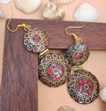 Double Layer Round Shape Earrings, Traditional Afghani Lac Tibetan Work Handmade Earrings 