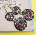 Double Layer Round Shape Earrings, Traditional Afghani Lac Tibetan Work Handmade Earrings