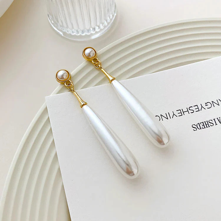 Droplet Shaped Korean Pearl Earrings