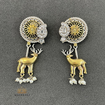 Dual-Toned Deer Motif Designer Earrings