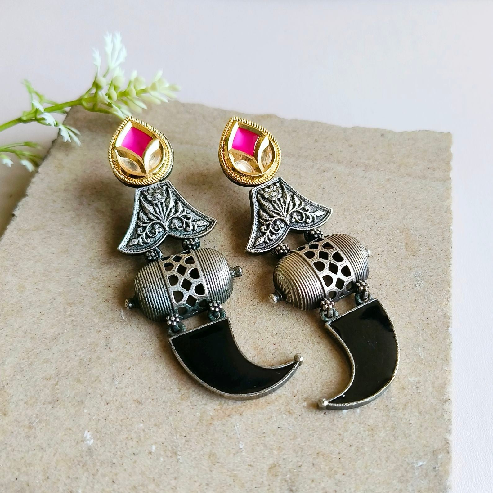 Dual-Toned Indian Traditional Dangler Earrings