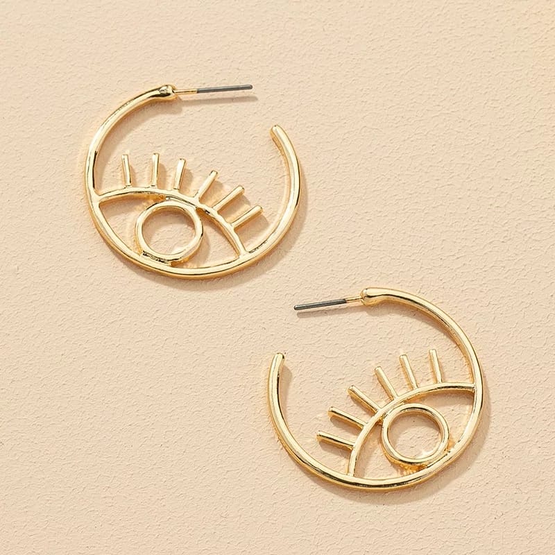 Evil Eye Hoops, Gold Toned Evil Eye Earrings