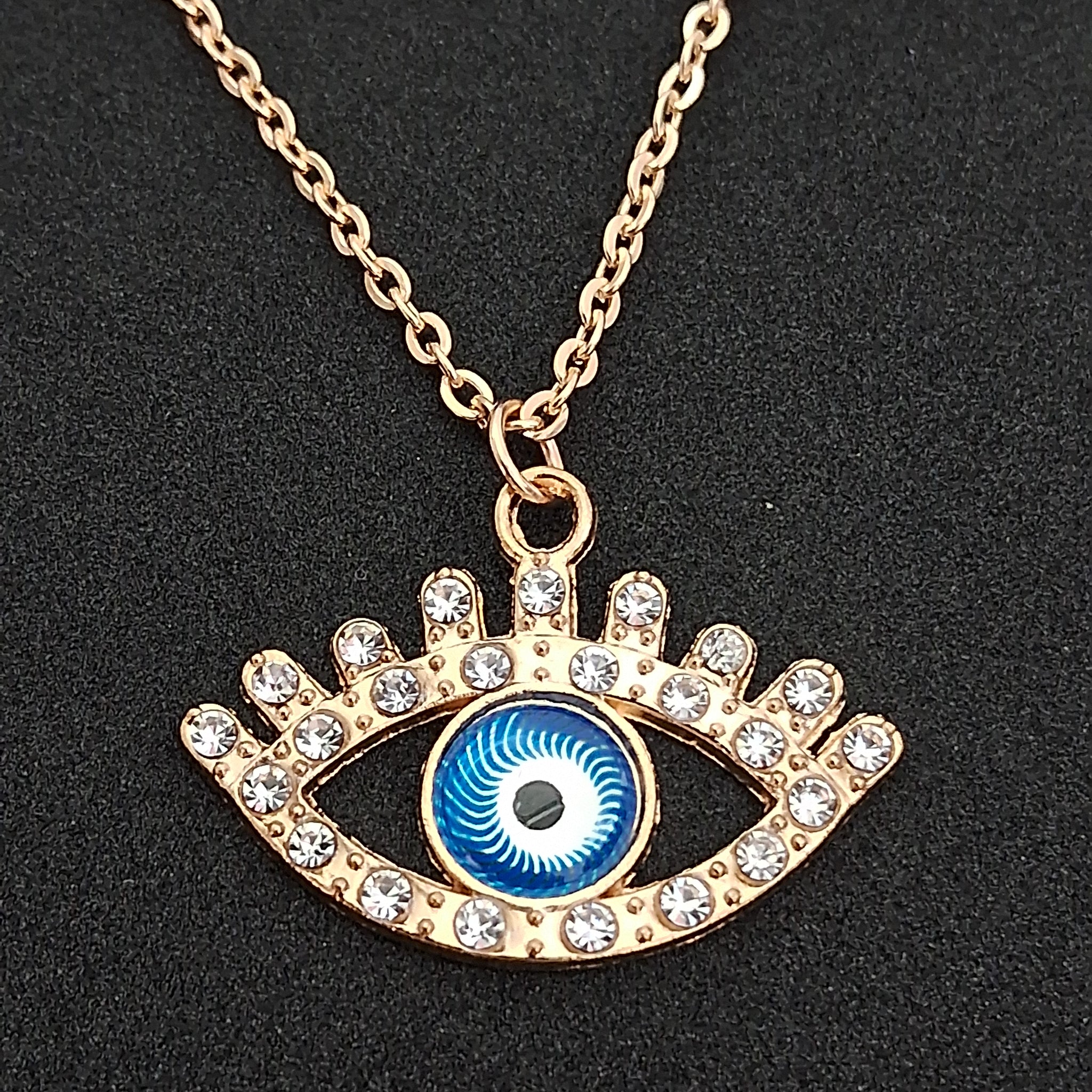 Evil Eye Pendant Rhinestone Alloy Charm Necklace Jewellery Gift (MURB1005)