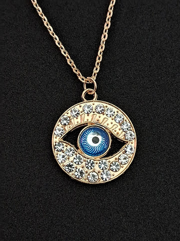 Evil Eye Pendant With Chain, Gold-plated Charm Necklace (MURB1003)