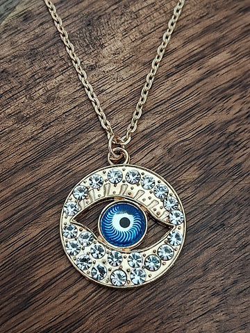 Evil Eye Pendant With Chain, Gold-plated Charm Necklace (MURB1003)