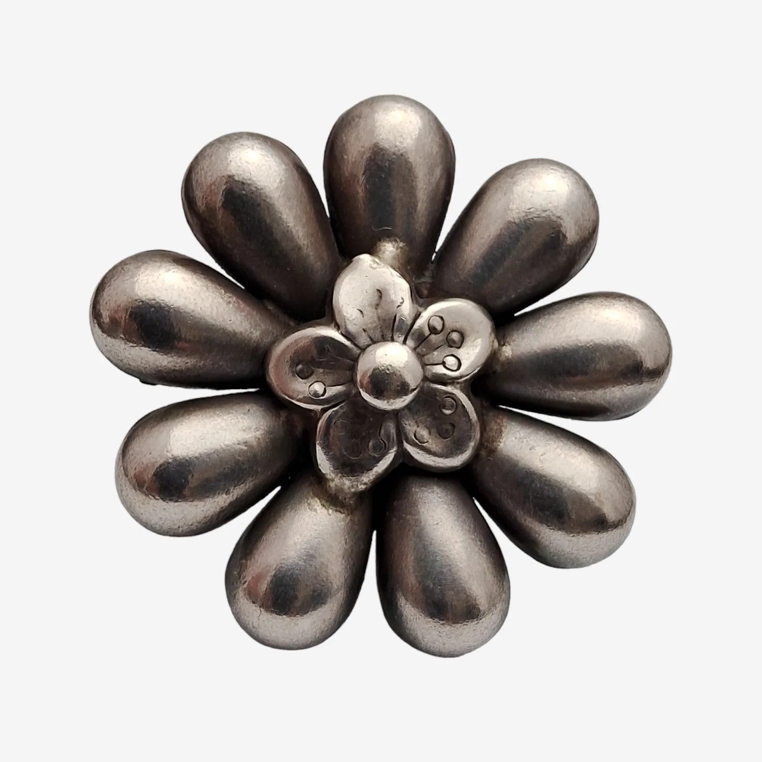 Floral Design Oxidised Silver-Toned Finger Ring